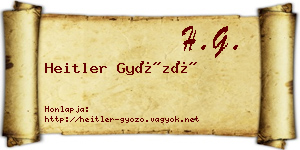 Heitler Győző névjegykártya